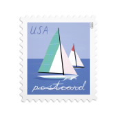 《Sailboats》明信片邮票图像
