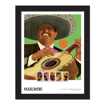 《Mariachi》裱框邮票 - 比维拉琴手