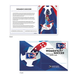 带盖销卡图像的《Women's Soccer》邮票别针