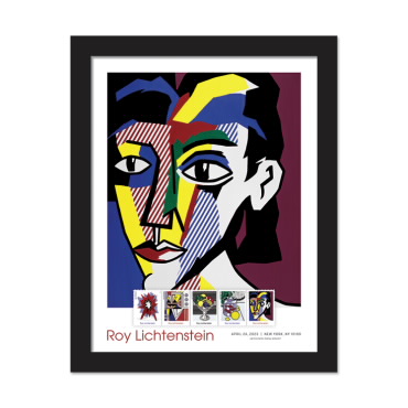《Roy Lichtenstein》裱框邮票 - 女性肖像