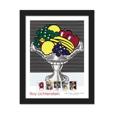 《Roy Lichtenstein》裱框邮票 - 静物与水晶碗