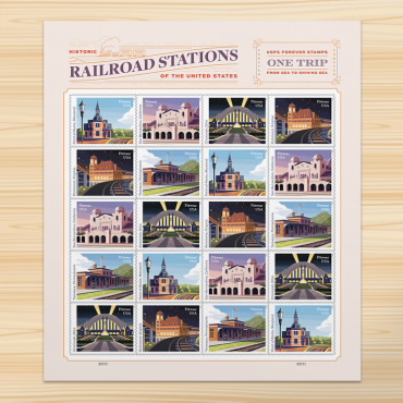 《Railroad Stations》邮票