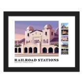 《Railroad Stations》裱框邮票 - San Bernadino，CA 图像