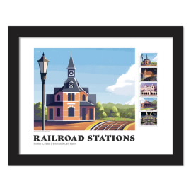 《Railroad Stations》裱框邮票 - Point of Rocks，MD