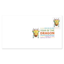 Lunar New Year: 《Year of the Dragon》数码彩色邮戳。