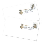 《Otters in Snow》数码彩色邮戳图像