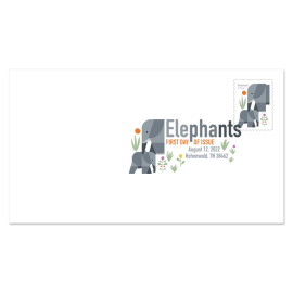 《Elephants》数码彩色邮戳