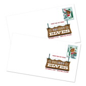 《Holiday Elves》数码彩色邮戳图像