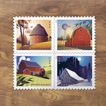 《Barns》明信片邮票