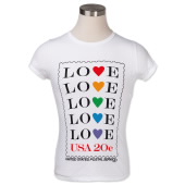 《Love》邮票 T 恤 - 女性图像