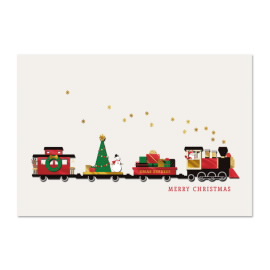 《Christmas Train with Smowman and Presents》卡片