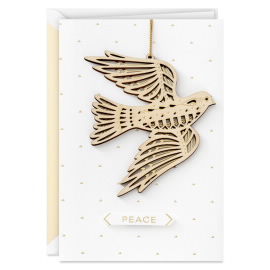 Christmas Wood Dove Ornament Greeting Card